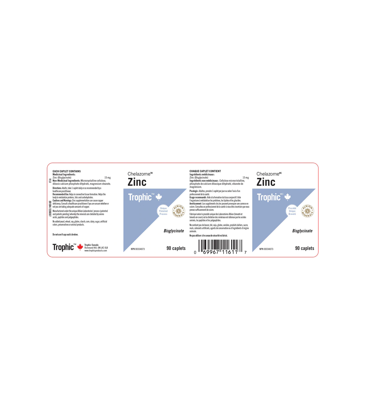 Trophic Vitamins Zinc Chelazome 15 mg 90 Caplets | Unbeatable Prices, Daily Deals | VITASHOP