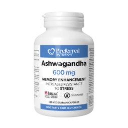 Preferred Nutrition Ashwagandha 600 mg 120 Vegi Capsules