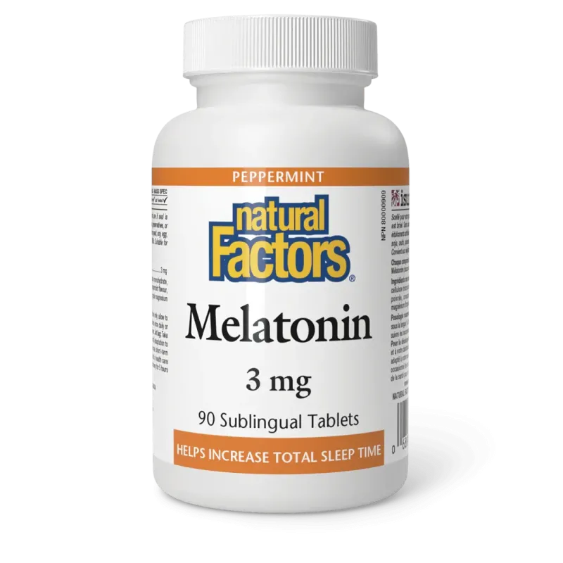 Natural Factors 내추럴 팩터스 멜라토닌 3 mg 페퍼민트, 90 설하 정제 | 매일 업데이트되는 특가 상품 | VITASHOP