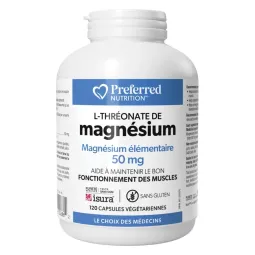 Preferred Nutrition Magnésium L-Thréonate 50 mg, 120 Gélules Végétales
