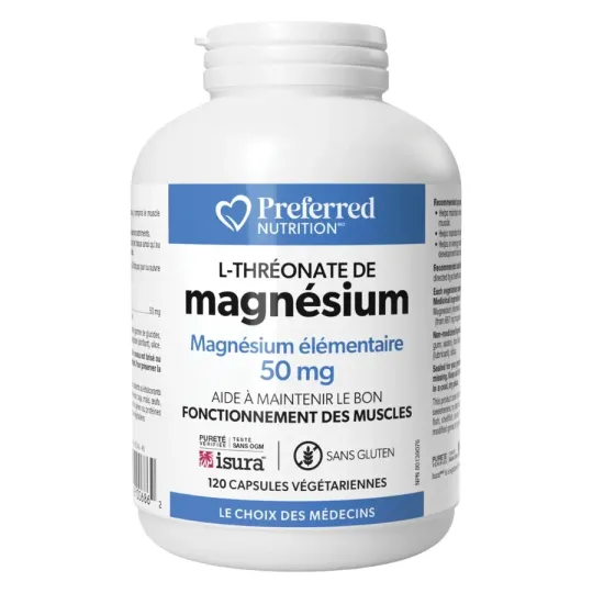 Preferred Nutrition Magnesium L-Threonate 50 mg, 120 Veg Capsules