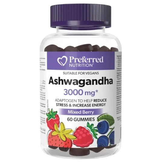 Preferred Nutrition 애쉬와간다 3000 mg, 60 구미