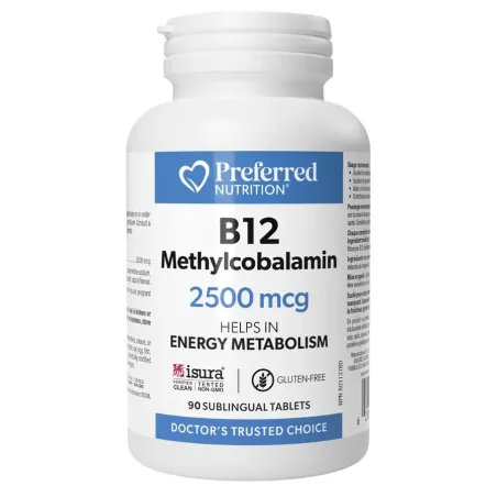 Preferred Nutrition B12 Méthylcobalamine 2500 mcg, 90 comprimés sublinguaux
