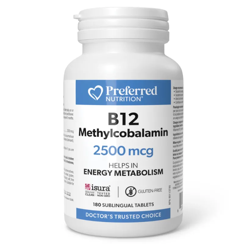 Preferred Nutrition 维生素B12 甲基钴胺 2500微克, 180片舌下含片