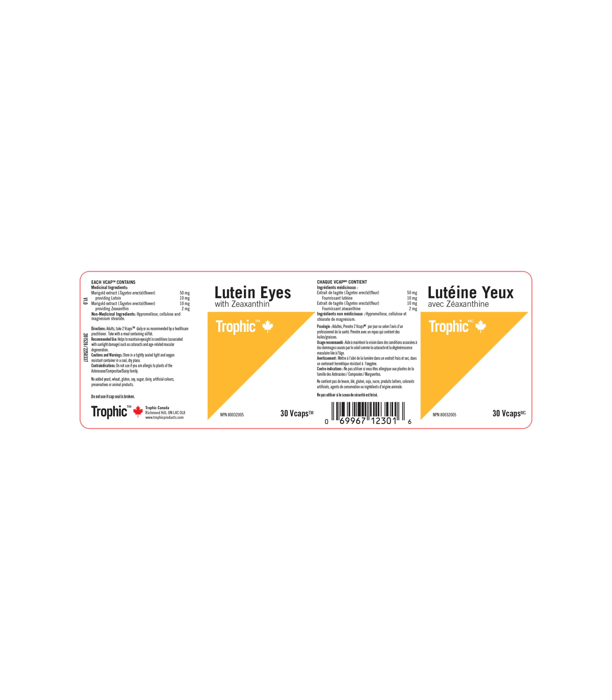 Trophic Vitamins Lutein Eyes with Zeaxanthin 30 Vegi Capsules | Unbeatable Prices, Daily Deals | VITASHOP