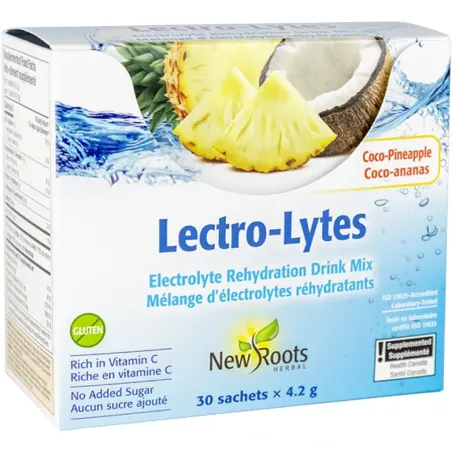 New Roots Lectro-Lytes Coco-Ananas 30 Sachets × 4,2 g | L'achat de vitamines en ligne le plus sûr et le plus facile | VITASHOP