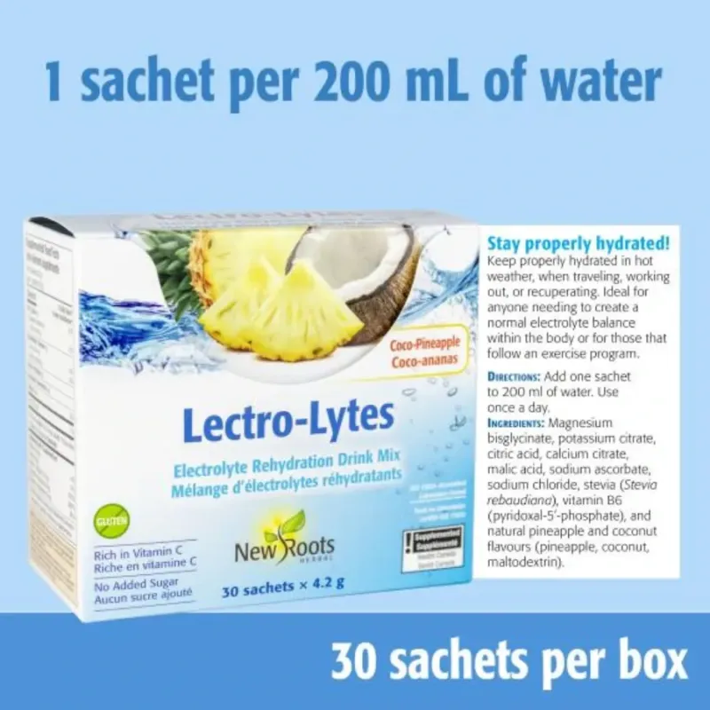 New Roots Lectro-Lytes Coco-Pineapple 30 Sachets × 4.2 g| Unbeatable Prices, Daily Deals | VITASHOP