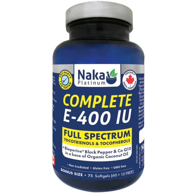 Platinum Complete E 400IU 75 Softgels Front