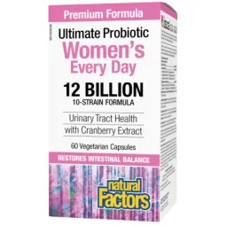 Natural Factors Women's Multi Probiotic 12 Billion Live Probiotic Cultures, 60 Vegetarian Capsules | Unbeatable Prices, Daily De
