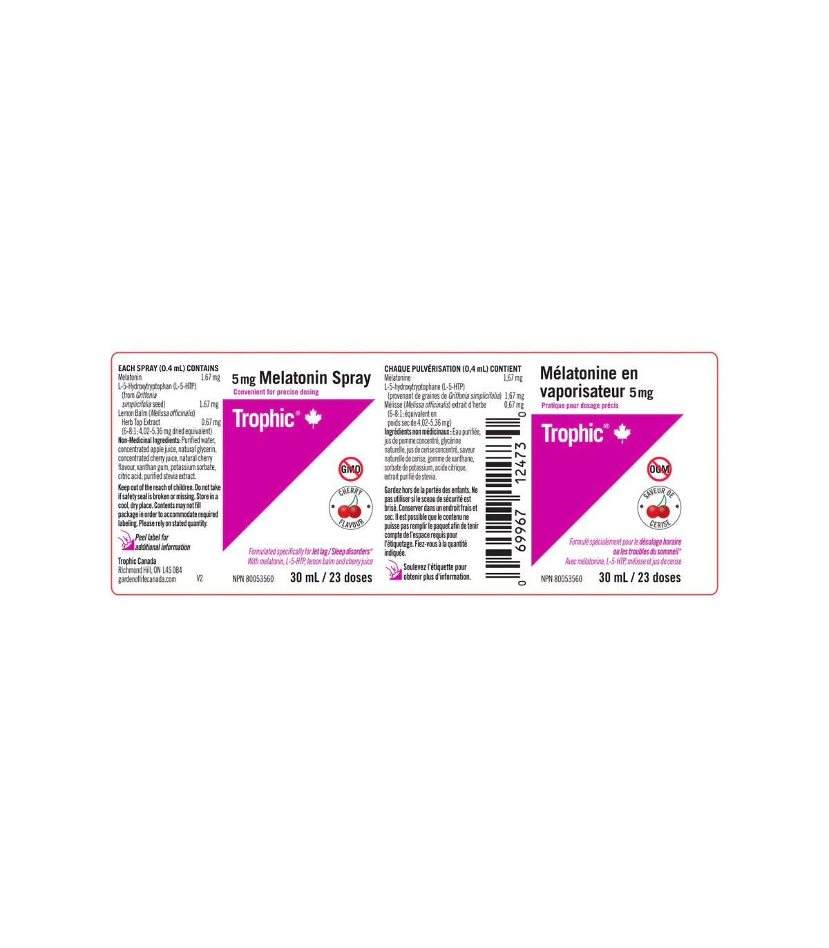 Melatonin Spray 5 mg,  Cherry 30 ml | Safest & Easiest Shopping Vitamins Online | VITASHOP