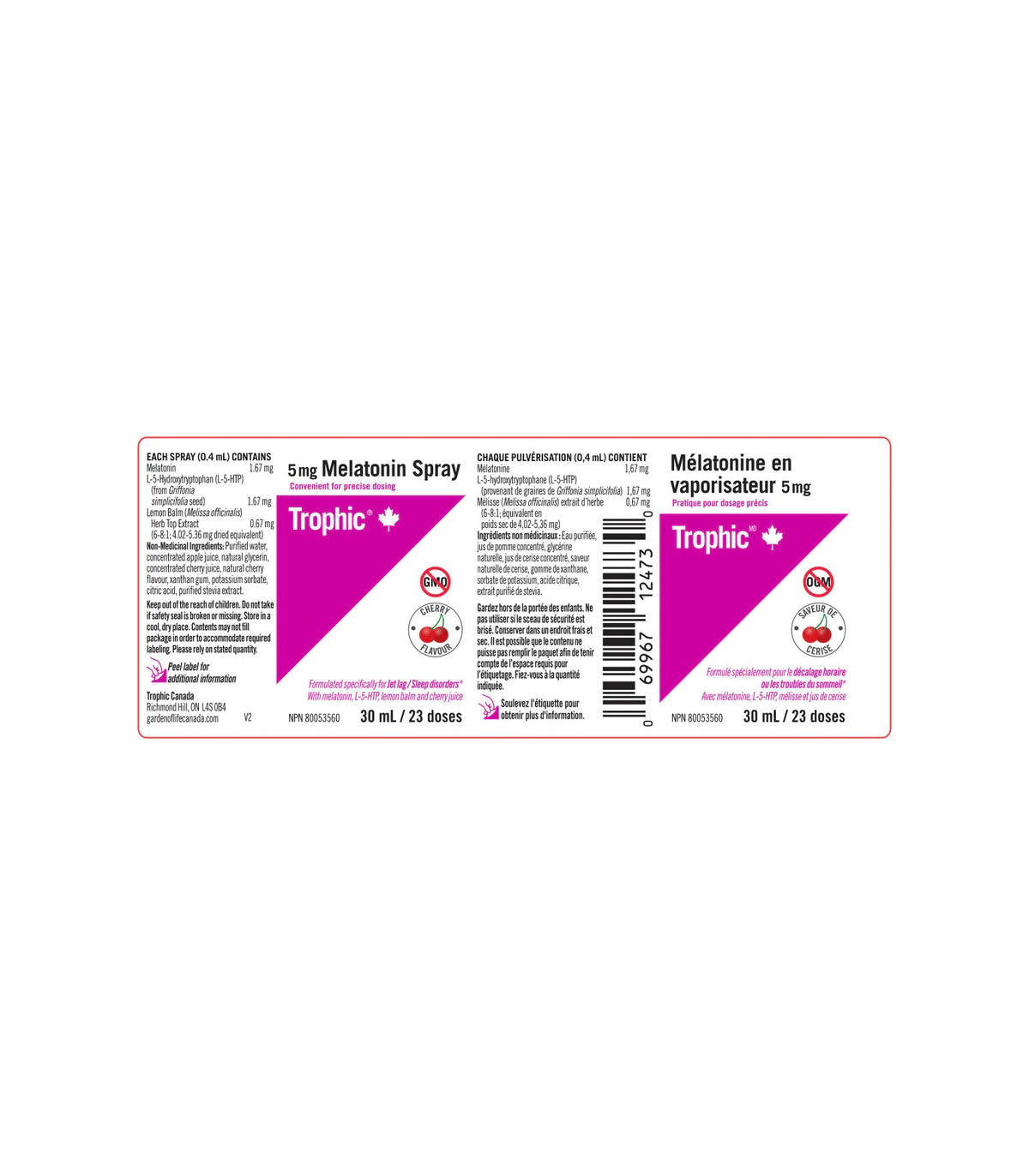 Melatonin Spray 5 mg,  Cherry 30 ml | Safest & Easiest Shopping Vitamins Online | VITASHOP