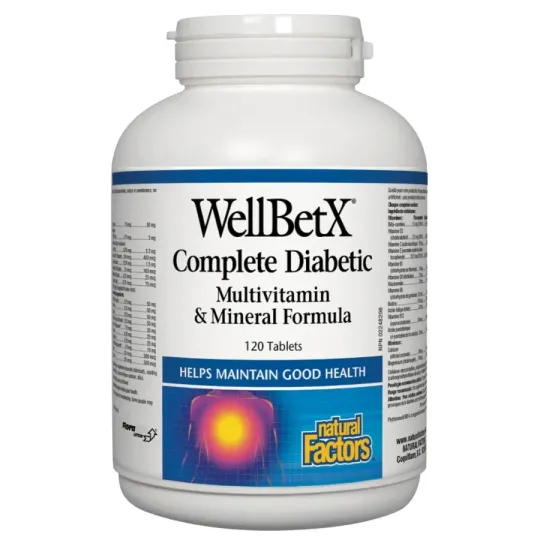 Natural Factors 내추럴 팩터스 WellBetX Complete Diabetic Multivitamin & Mineral Formula, 120정 | 매일 업데이트되는 특가 상품 | VITASHOP