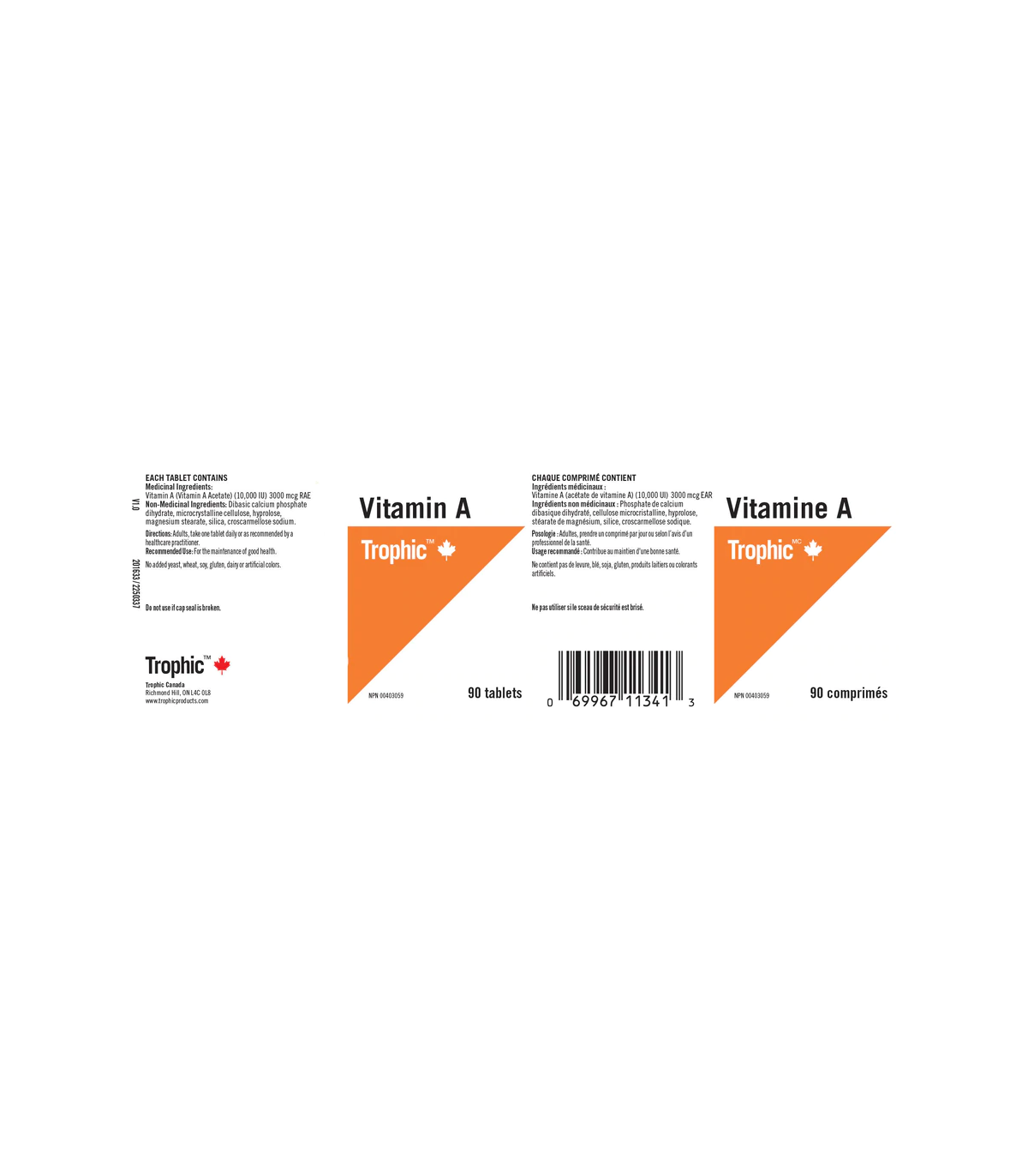 Trophic Vitamins Vitamin A 10,000 IU 90 Tablets | Unbeatable Prices, Daily Deals | VITASHOP
