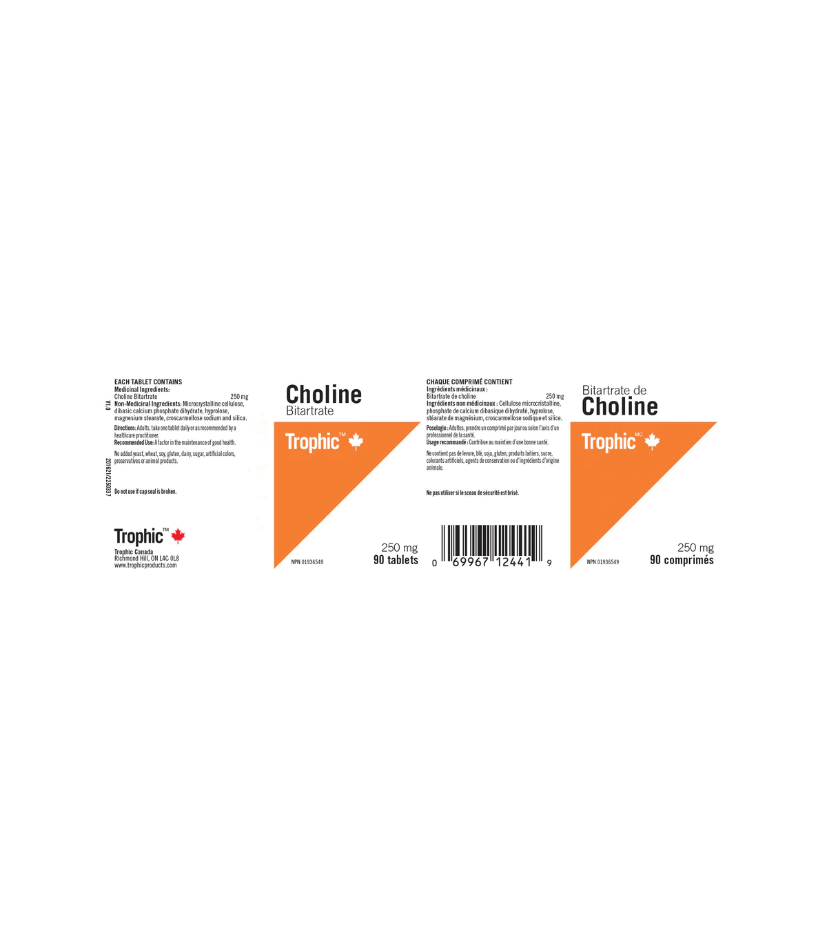 Trophic Vitamins Choline Bitartrate 250 mg 90 Tablets | Unbeatable Prices, Daily Deals | VITASHOP