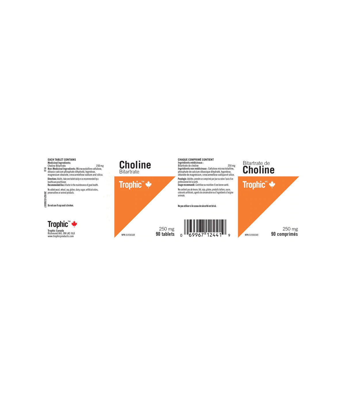 Trophic Vitamins Choline Bitartrate 250 mg 90 Tablets | Unbeatable Prices, Daily Deals | VITASHOP