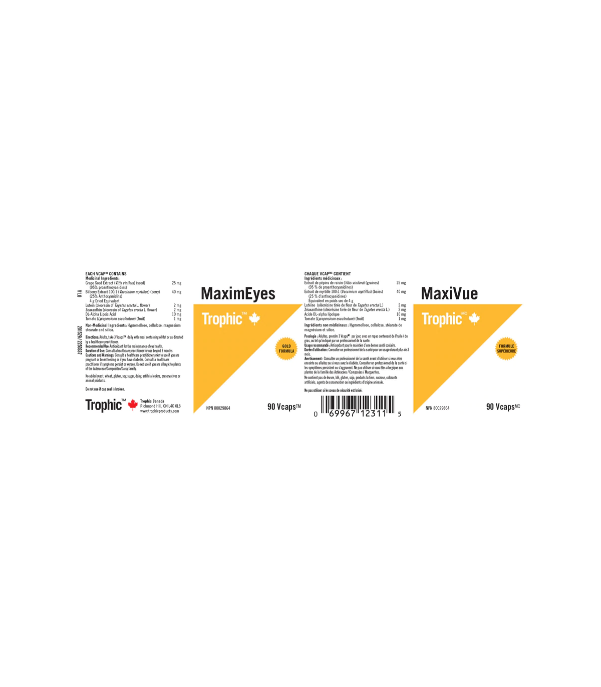Trophic Vitamins 트로픽 비타민즈 MaximEyes 90 식물성 캡슐 | 매일 업데이트되는 특가 상품 | VITASHOP