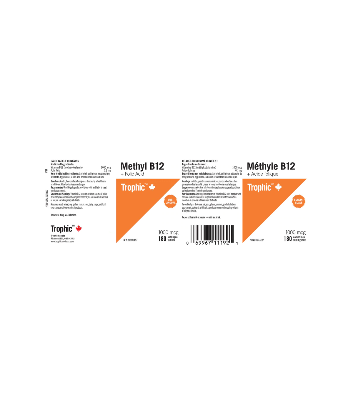Methyl B12 + Folic Acid 1000 mcg 180 Tablets | Safest & Easiest Shopping Vitamins Online | VITASHOP