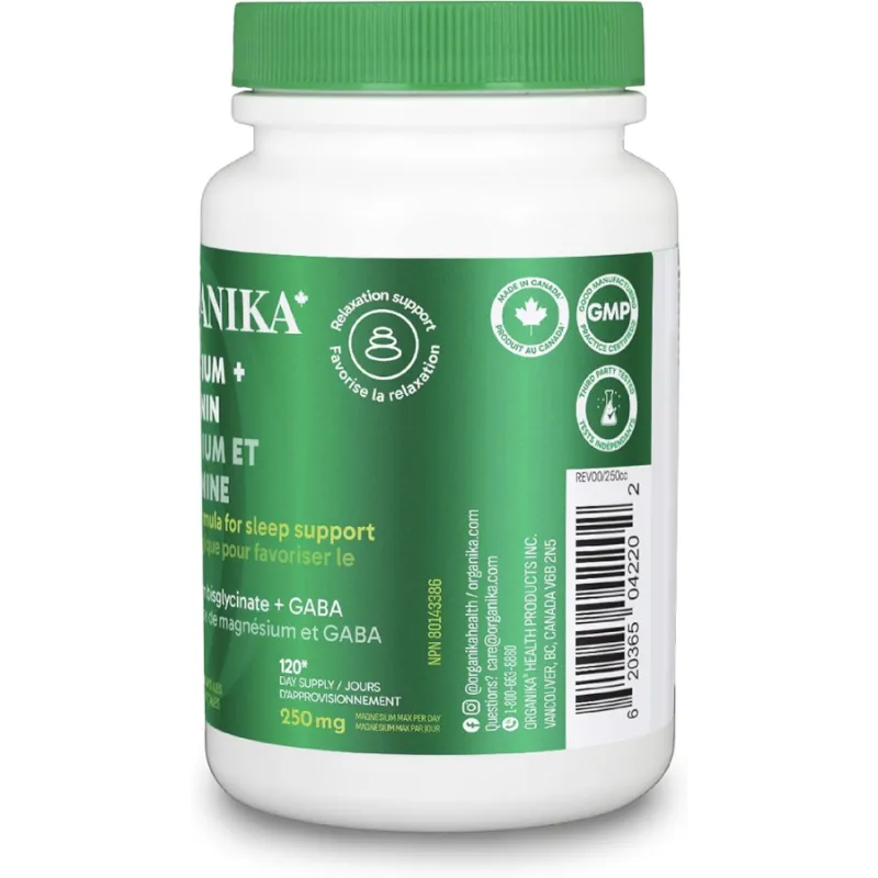Organika 镁+褪黑素双甘氨酸镁+GABA 120 V. 胶囊 | 无与伦比的价格，每日特价 | VITASHOP