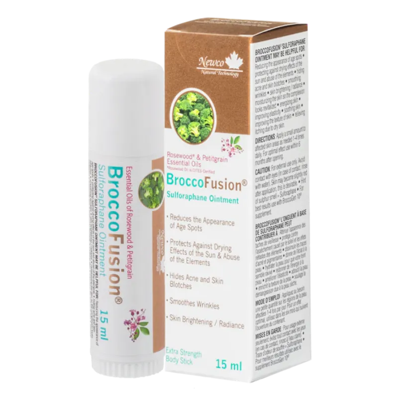 Newco BroccoFusion® Pommade au sulforaphane Bois de rose et petit grain Bâtonnet de 15 ml | Prix imbattables, Bonnes Affaires du