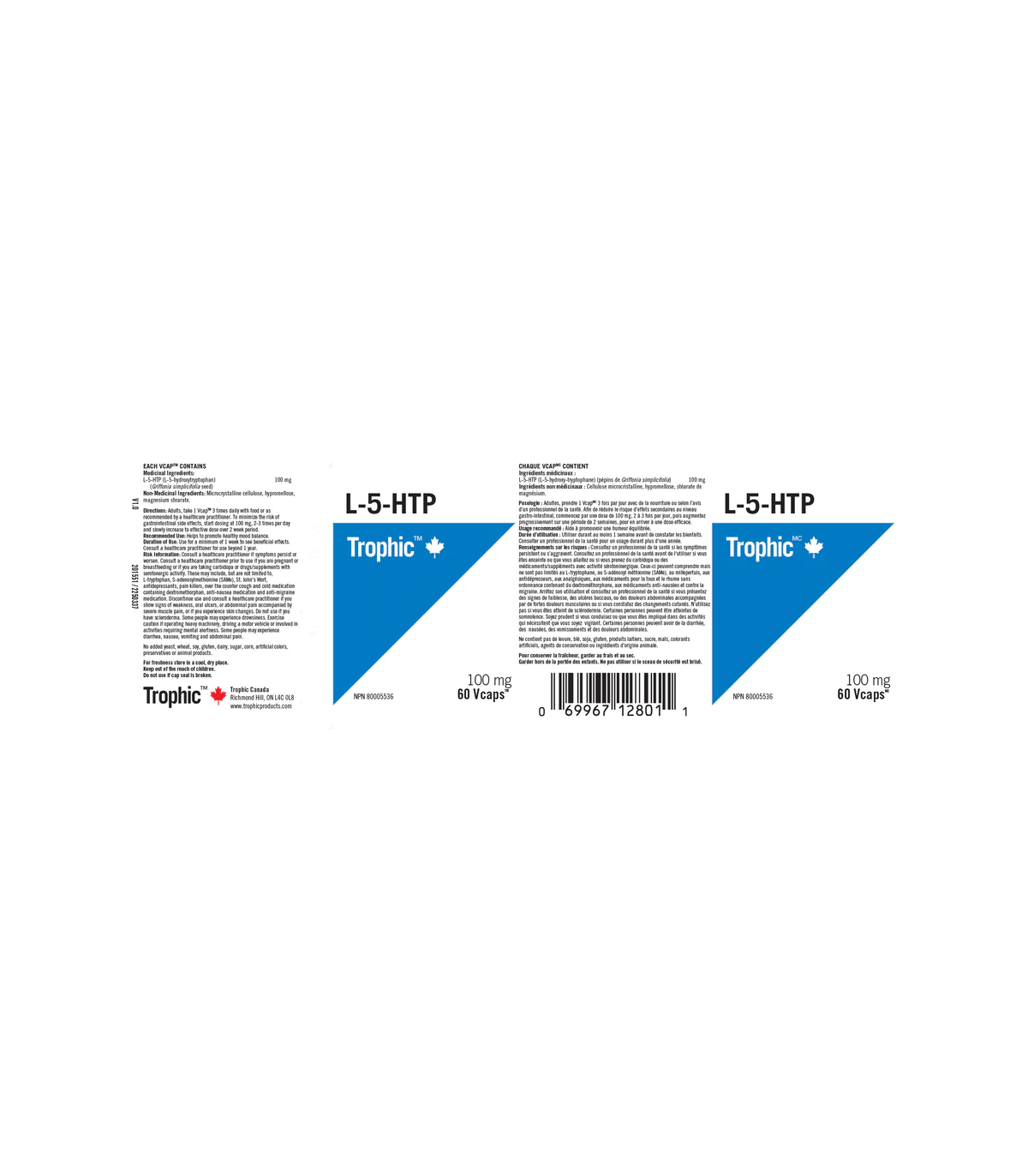 Trophic Vitamins L-5-HTP 100 mg 60 Vegi Capsules | Unbeatable Prices, Daily Deals | VITASHOP