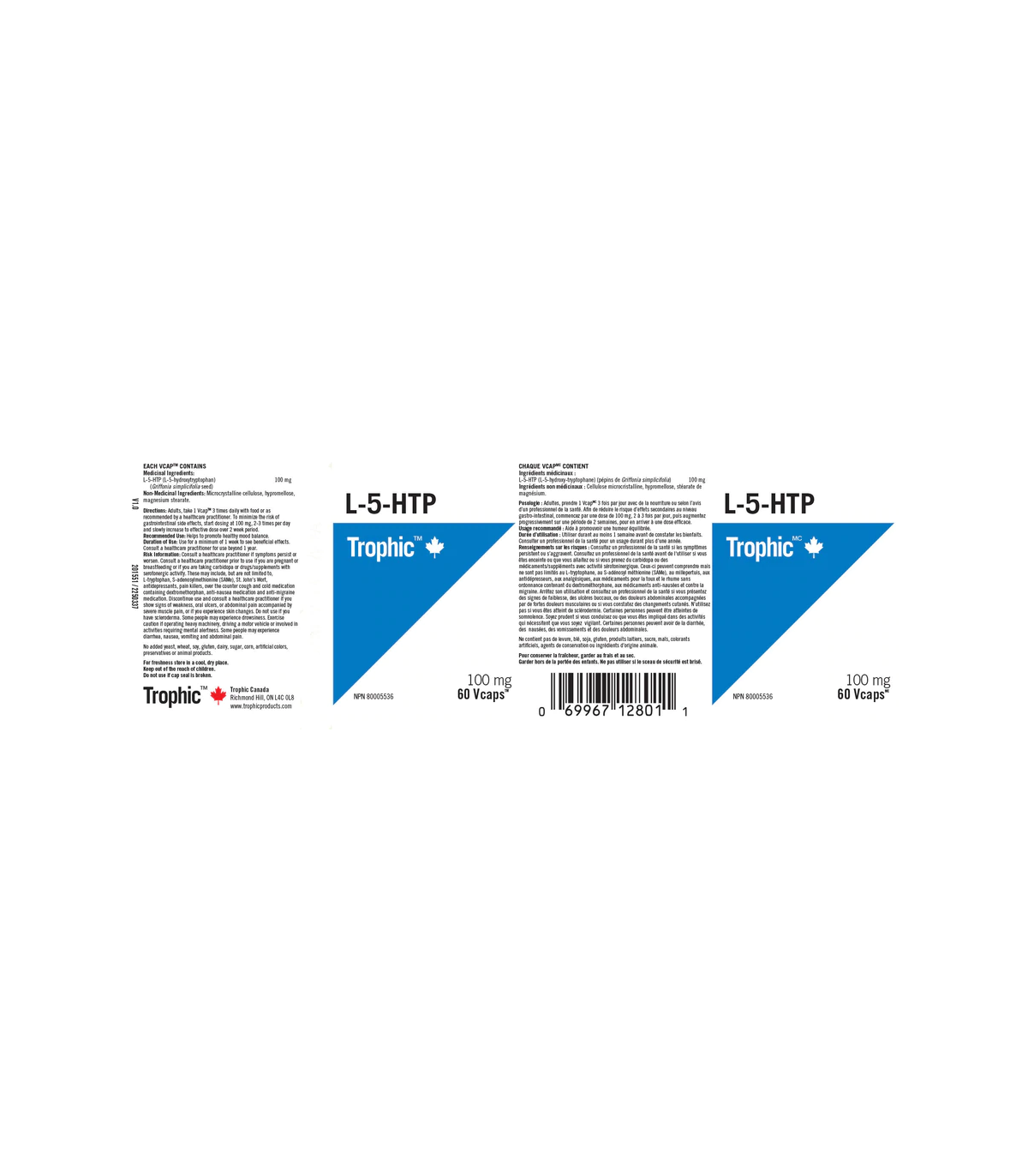 Trophic Vitamins L-5-HTP 100 mg 60 Vegi Capsules | Unbeatable Prices, Daily Deals | VITASHOP