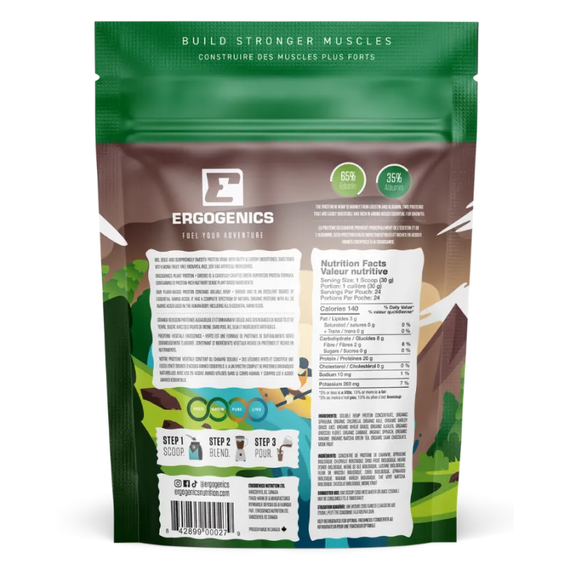 Ergogenics Nutrition 식물성 단백질, 다크 초콜릿 720g | 최저가, 일일 특가 | VITASHOP