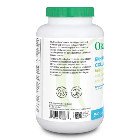Organika Protéine de collagène améliorée 500 mg 240 gélules