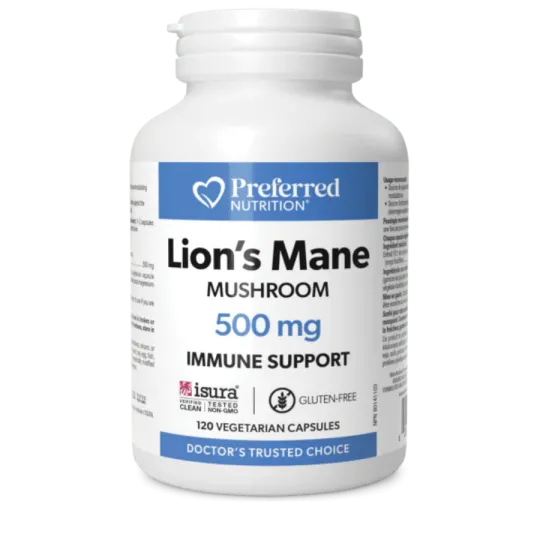 Preferred Nutrition 狮鬃菇 500 毫克 120 粒素食胶囊 | 无与伦比的价格，每日优惠 | VITASHOP