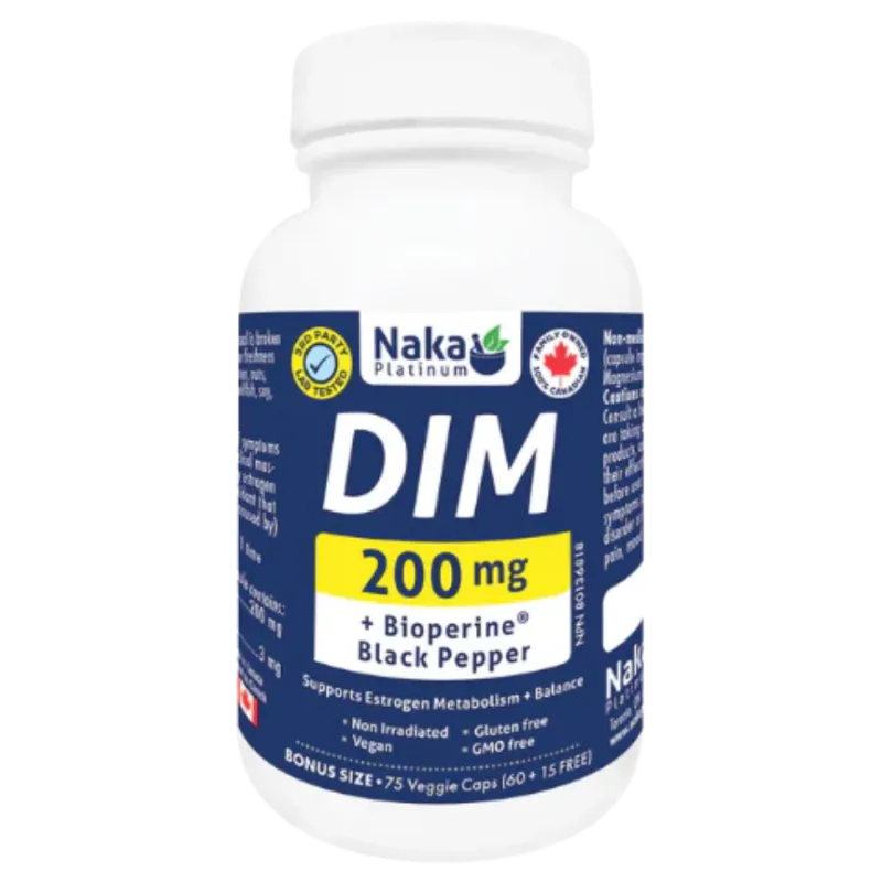 Naka Platinum DIM + 生物胡椒碱黑胡椒 200毫克 75粒素食胶囊 | 无与伦比的价格，每日优惠 | VITASHOP