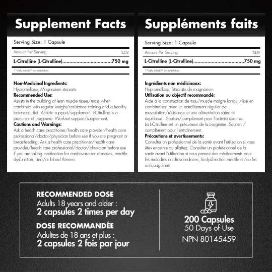L-citrulline 750 mg 200 Capsules