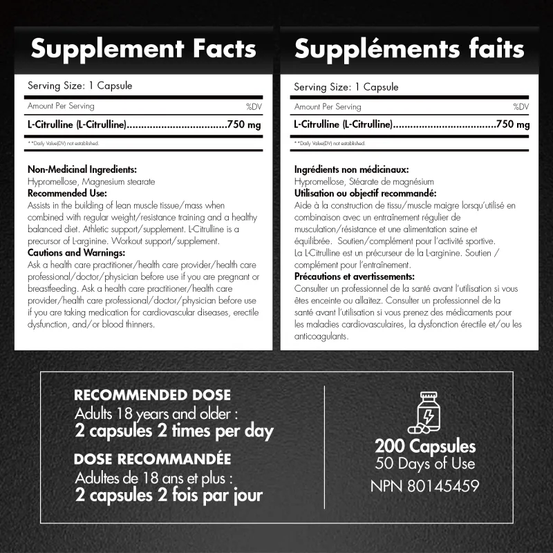 L-citrulline 750 mg 200 Capsules