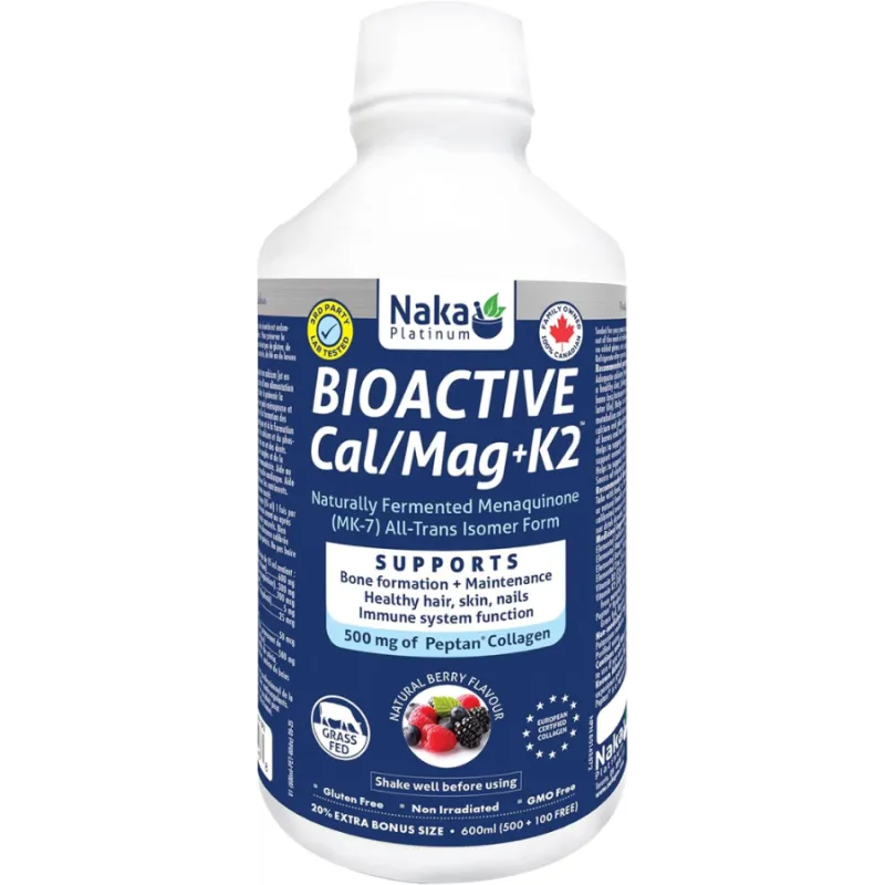 Naka Platinum Bioactive Cal/Mag + K2 600 mL (FORMAT BONUS) | Prix imbattables, offres quotidiennes | VITASHOP