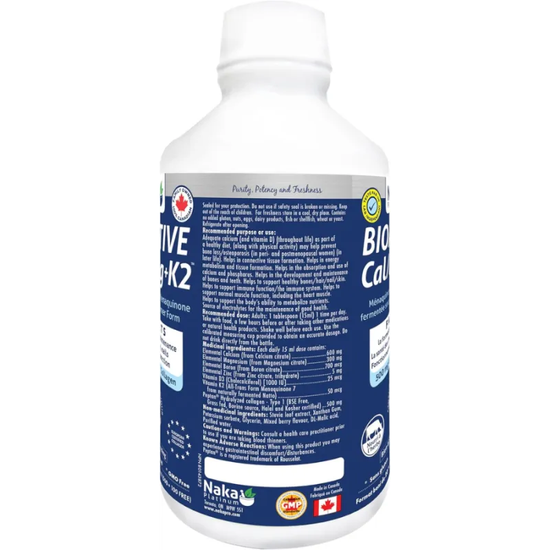 Naka Platinum Bioactive Cal/Mag + K2 600 mL (FORMAT BONUS) | Prix imbattables, offres quotidiennes | VITASHOP