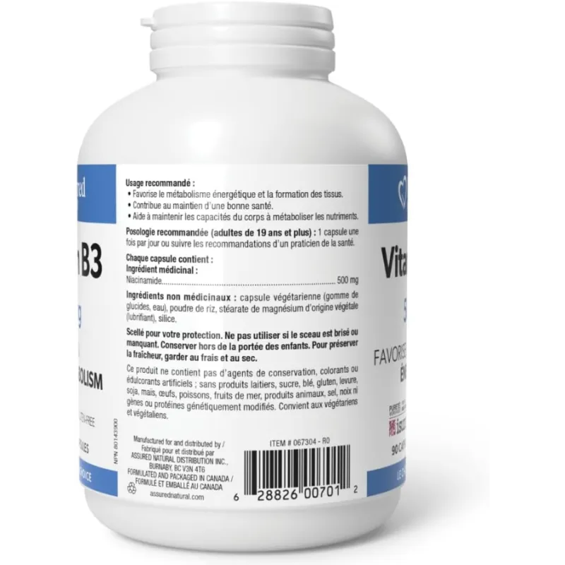 Preferred Nutrition 비타민 B3 500mg 90 베지 캡슐 | 뛰어난 가격, 일일 특가 | VITASHOP