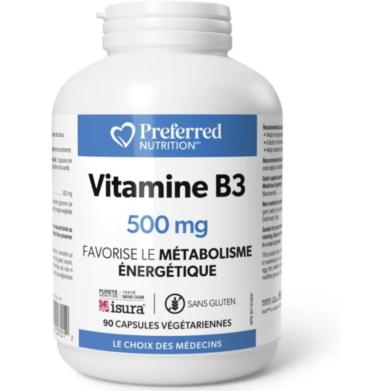 Preferred Nutrition Vitamin B3 500 mg 90 Veg Capsules | Unbeatable Prices, Daily Deals | VITASHOP