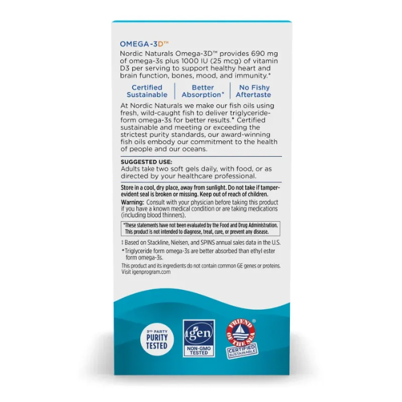 Nordic Naturals Omega 3D, Lemon 120 Softgels | Unbeatable Prices, Daily Deals | VITASHOP