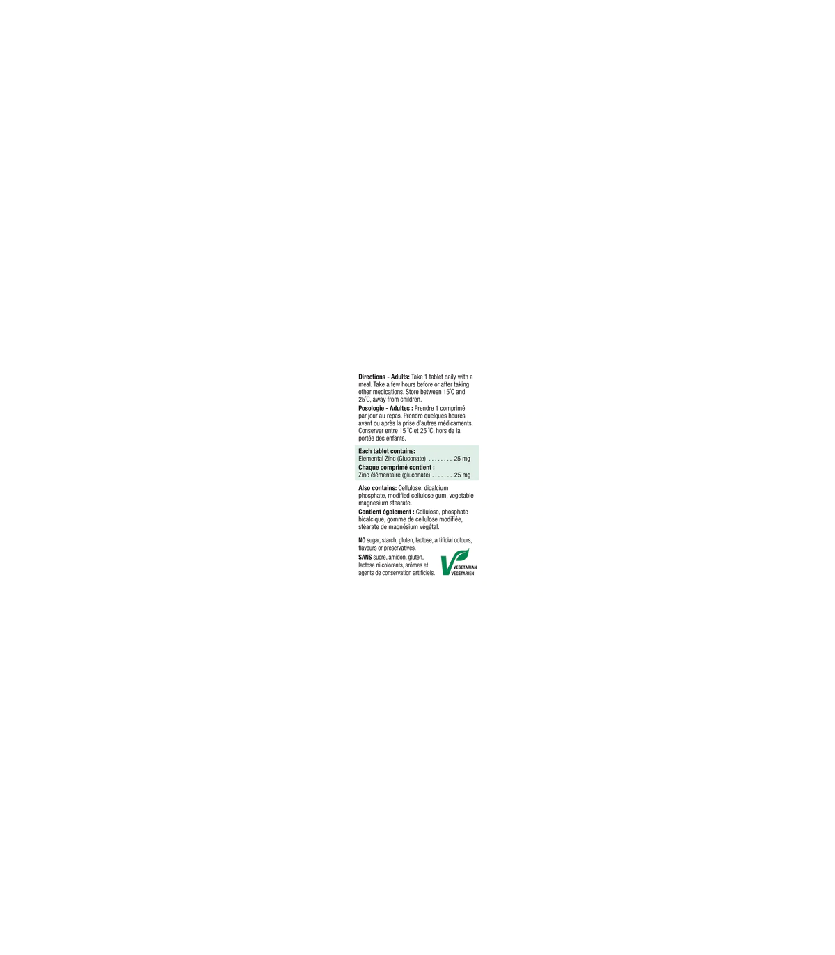 Zinc 25 mg 100 Tablets | Safest & Easiest Shopping Vitamins Online | VITASHOP