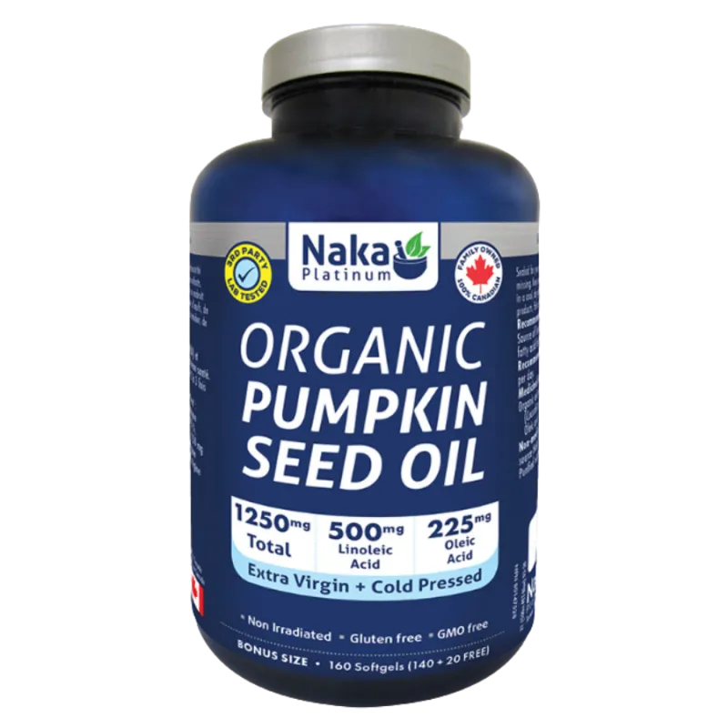 NAKA Huile de Graines de Citrouille Bio 1250 mg, 160 Gélules | Prix Imbattables, Offres Quotidiennes | VITASHOP