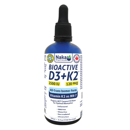 NAKA Platinum BioActive D3+K2 dans l'huile MCT 2500UI 100mL | Prix imbattables, Offres quotidiennes | VITASHOP