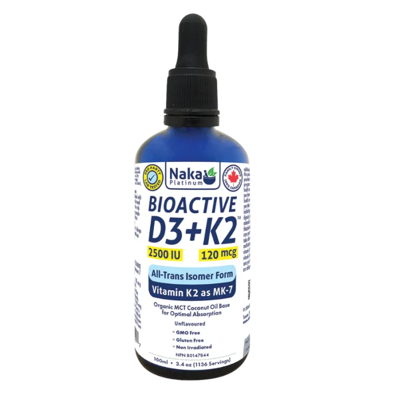 NAKA 플래티넘 바이오액티브 D3+K2 MCT 오일 2500IU 100mL | 최고의 가격, 일일 특가 | VITASHOP
