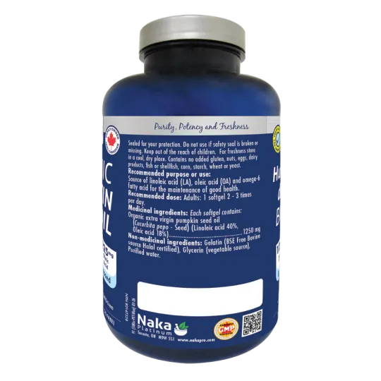 NAKA Organic Pumpkin Seed Oil 1250 mg, 80 Softgels | Unbeatable Prices, Daily Deals | VITASHOP