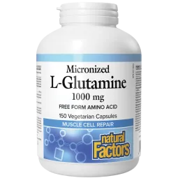 Natural Factors 미분화 L-글루타민 1000mg 150 베지 캡슐 | 뛰어난 가격, 일일 할인 | VITASHOP