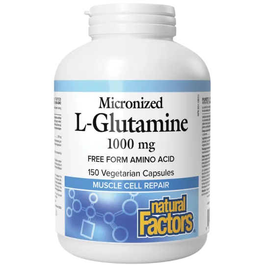 Natural Factors Micronized L-Glutamine 1000 mg 150 Veg Capsules | Unbeatable Prices, Daily Deals | VITASHOP