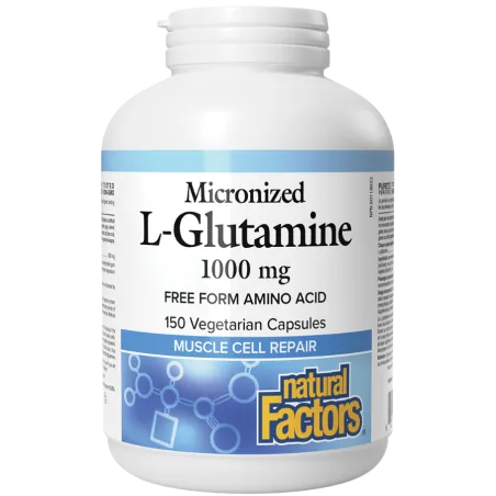 Natural Factors Micronized L-Glutamine 1000 mg 150 Veg Capsules | Unbeatable Prices, Daily Deals | VITASHOP
