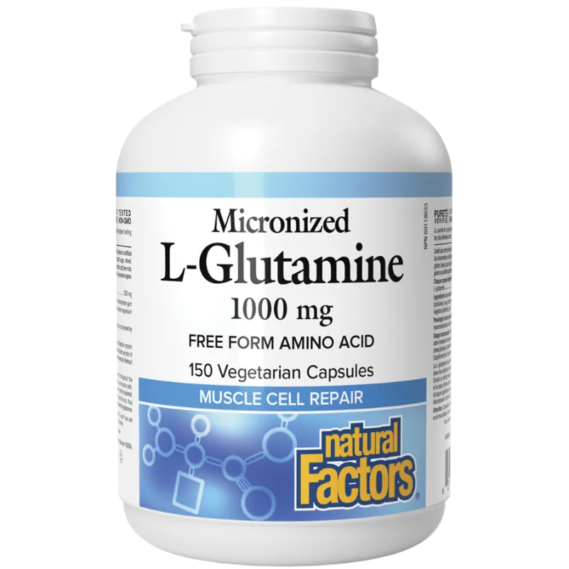 Natural Factors 미분화 L-글루타민 1000mg 150 베지 캡슐 | 뛰어난 가격, 일일 할인 | VITASHOP