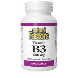 Natural Factors 维生素B3 500毫克烟酰胺, 60粒素食胶囊 | 无与伦比的价格，每日优惠 | VITASHOP
