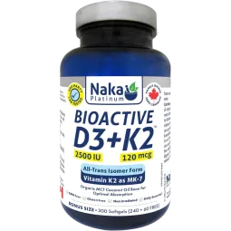 NAKA Platinum BioActive D3+K2 in MCT Oil 2500IU 300 Softgels | Unbeatable Prices, Daily Deals | VITASHOP