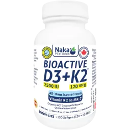 NAKA Platinum BioActive D3+K2 dans l'huile MCT 2500UI 150 Gélules Molles | Prix imbattables, Offres quotidiennes | VITASHOP