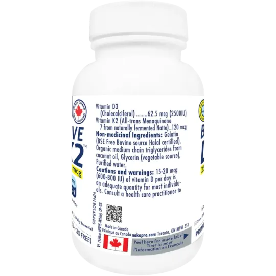 NAKA 플래티넘 BioActive D3+K2 in MCT 오일 2500IU 150 소프트젤 | 최고의 가격, 일일 할인 | VITASHOP