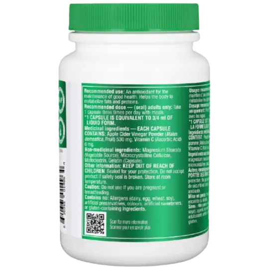 Cider Vin (Unrefined) 120 Capsules | Safest & Easiest Shopping Vitamins Online | VITASHOP